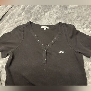 Vans Black Ribbed Henley Top